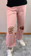 Load image into Gallery viewer, Powder Pink 90’s Vintage Cropped Flare Vervet Jeans