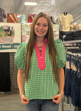 Load image into Gallery viewer, Gingham Contrast Top **3 COLORS** - PLUS
