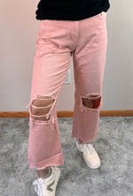 Load image into Gallery viewer, Powder Pink 90’s Vintage Cropped Flare Vervet Jeans