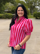 Load image into Gallery viewer, Multi Striped Puff Sleeve Top **3 COLORS**