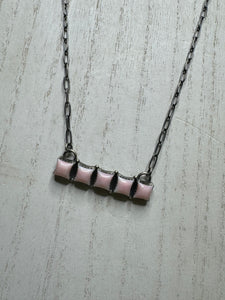 Pink Conch 5 Stone Bar Necklace