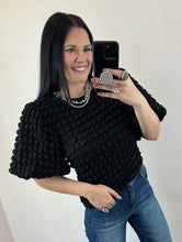 Load image into Gallery viewer, Checkered Textured Bubble Sleeve Top **3 COLORS** RESTOCK

