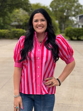 Load image into Gallery viewer, Multi Striped Puff Sleeve Top **3 COLORS**