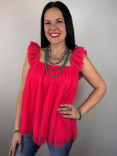 Load image into Gallery viewer, Fuchsia Tulle Tank Top - PLUS
