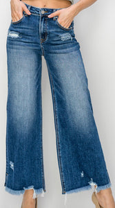 Cropped Wide Leg Risen Jeans