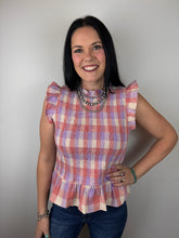 Load image into Gallery viewer, Plaid Smocked Top **2 COLORS** RESTOCK
