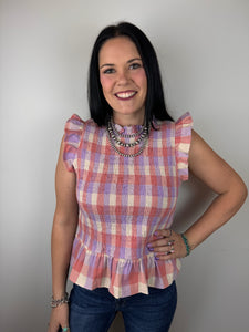 Plaid Smocked Top **2 COLORS** RESTOCK