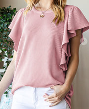 Load image into Gallery viewer, Urban Ribbed Ruffled Sleeve Top **6 COLORS**
