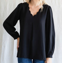 Load image into Gallery viewer, Scallop V Neck Top **2 COLORS**
