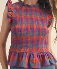 Load image into Gallery viewer, Plaid Smocked Top **2 COLORS** RESTOCK
