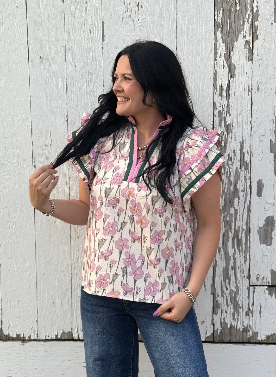 Floral Flutter Sleeve Top **2 COLORS**