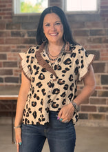 Load image into Gallery viewer, Leopard Accent Ruffle Top
