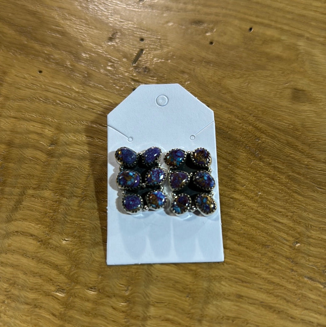 Purple Mojave Cluster Earrings