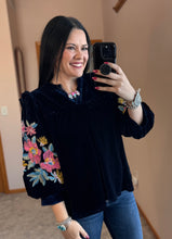 Load image into Gallery viewer, Velvet Embroidered Top **2 COLORS**
