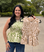 Load image into Gallery viewer, Animal Print Peplum Top **2 COLORS**
