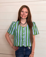 Load image into Gallery viewer, Striped Button Detail Top **2 COLORS**
