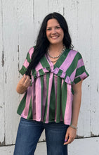 Load image into Gallery viewer, Green And Lavender Striped Top
