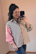 Load image into Gallery viewer, Colorblock Striped Button Down **2 COLORS** - PLUS

