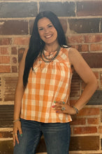 Load image into Gallery viewer, Apricot Gingham Top
