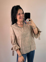 Load image into Gallery viewer, Taupe Tie Detail Sleeve Top - PLUS
