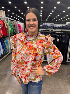 Olive Floral Top