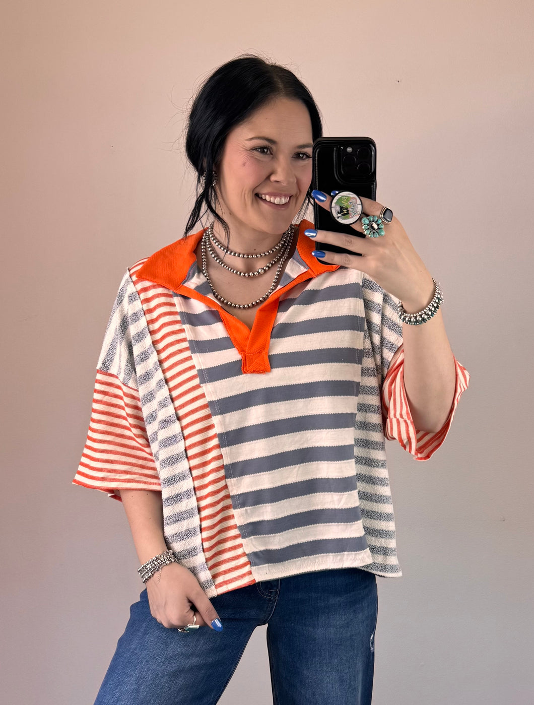 Striped Patchwork Oversized Top