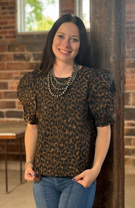 Leopard Puff Sleeve Top **2 COLORS**