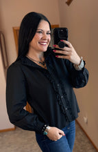 Load image into Gallery viewer, Black Eyelet Accent Top
