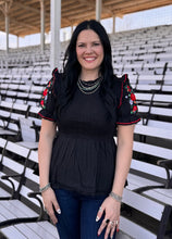 Load image into Gallery viewer, Black Smocked Top
