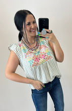 Load image into Gallery viewer, Striped Aztec Embroidered Top
