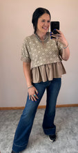 Load image into Gallery viewer, Floral Jacquard Peplum Top **3 COLORS** - PLUS
