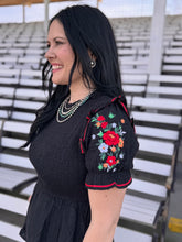 Load image into Gallery viewer, Black Smocked Top
