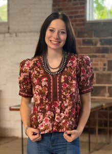 Floral Scallop Trim Top **2 COLORS**