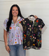 Load image into Gallery viewer, Floral Stripe Button Down Top ** 2 COLORS **
