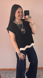 Black Scallop Top