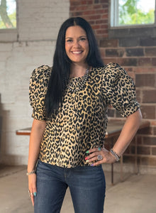 Leopard Puff Sleeve Top **2 COLORS**
