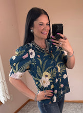 Load image into Gallery viewer, Teal Floral Top - PLUS

