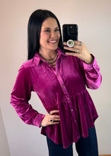 Load image into Gallery viewer, Velvet Peplum Top **3 COLORS**
