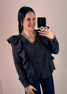 Black Ruffle Top