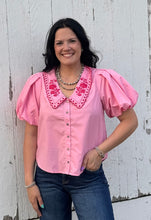 Load image into Gallery viewer, Pink Peter Pan Collar Top
