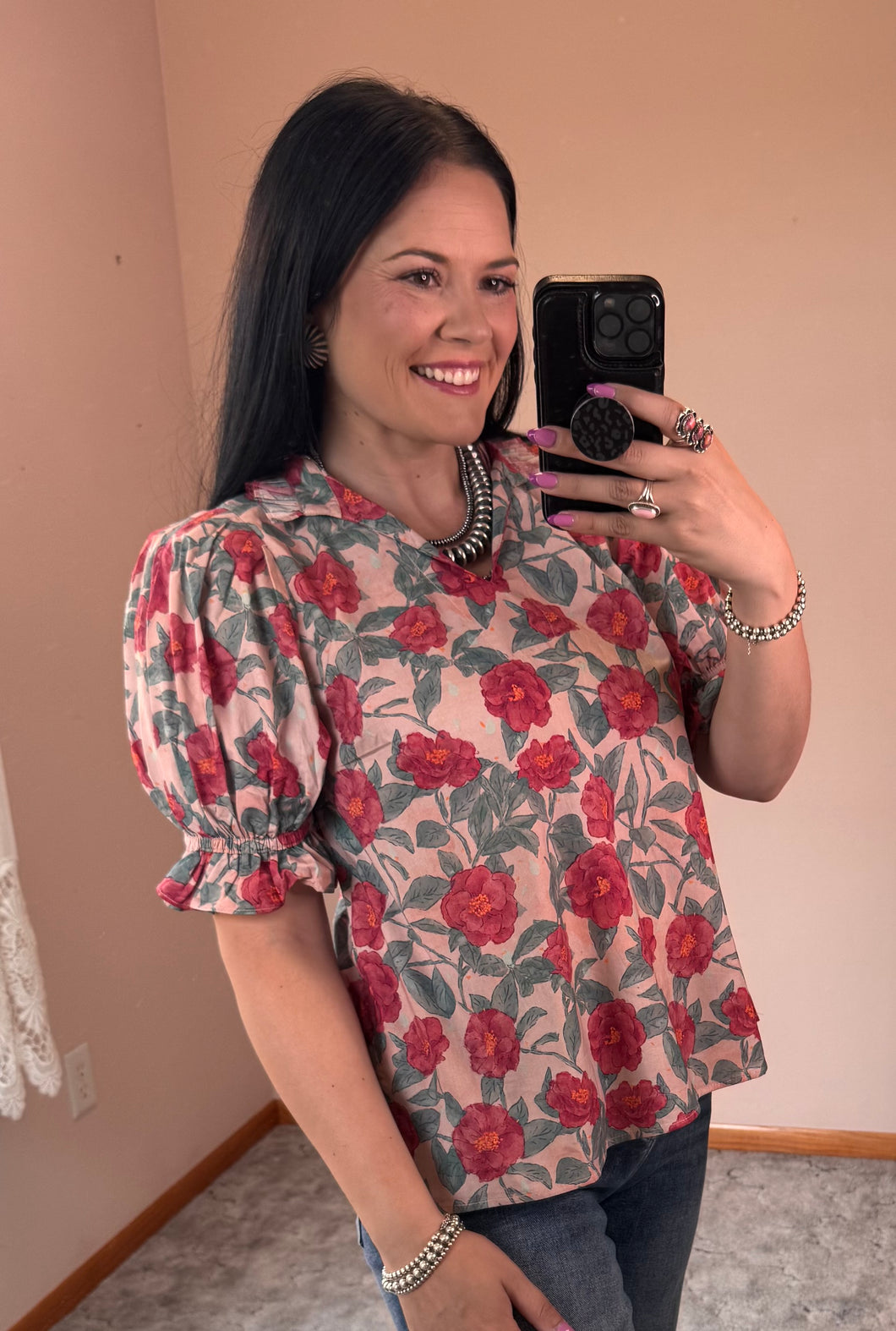 Floral Puff Sleeve Top **2 COLORS**