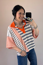 Load image into Gallery viewer, Striped Patchwork Oversized Top
