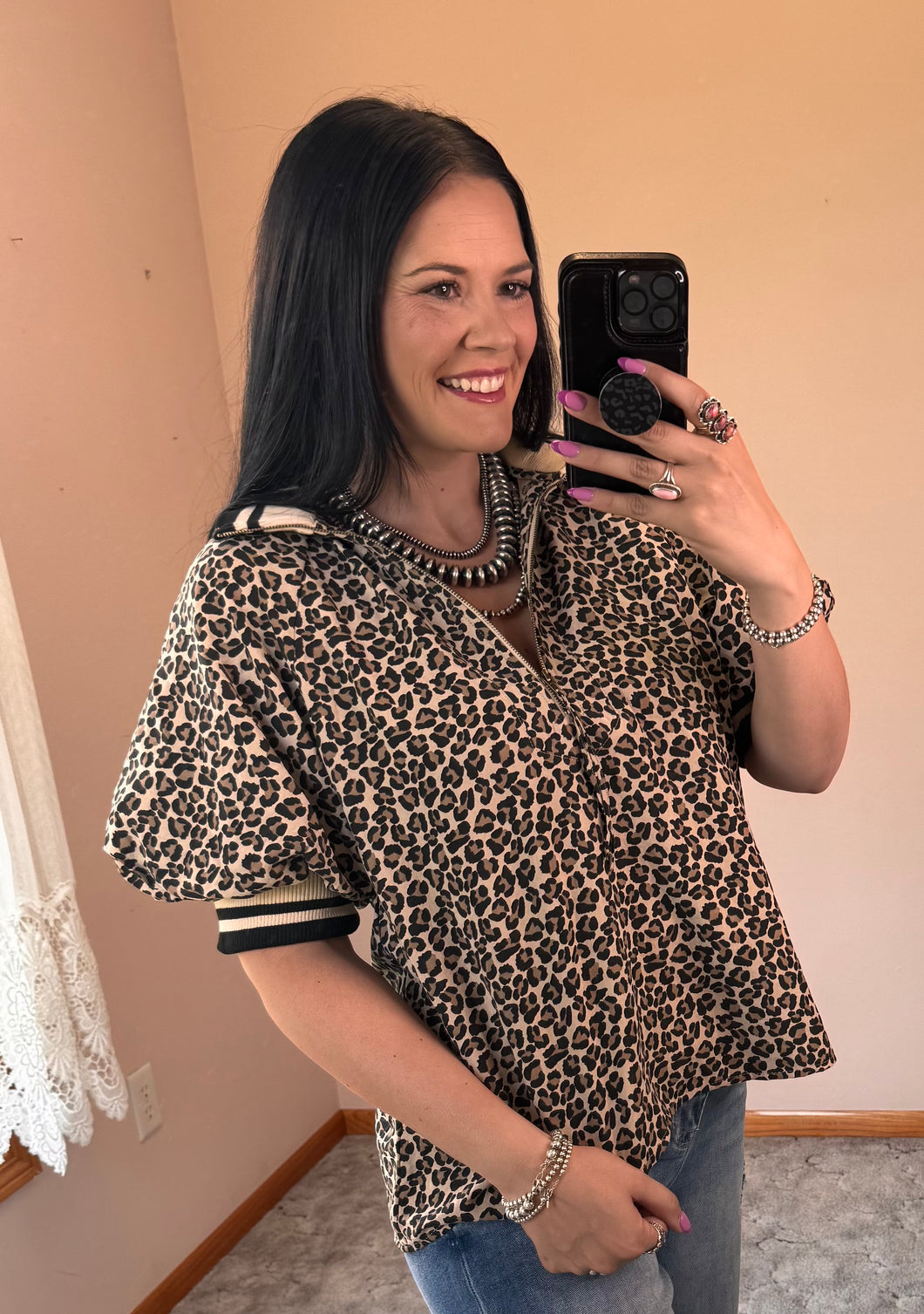 Leopard 1/4 Zip Top **2 COLORS** - PLUS