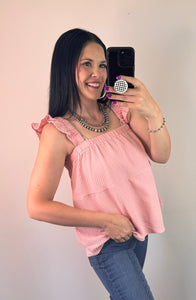 Pink Texture Babydoll Tank Top