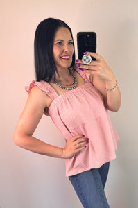 Pink Texture Babydoll Tank Top