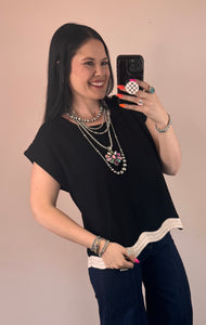 Black Scallop Top