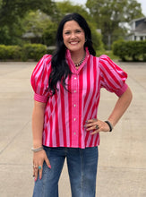 Load image into Gallery viewer, Multi Striped Puff Sleeve Top **3 COLORS**
