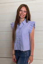 Load image into Gallery viewer, Blue Striped Cap Sleeve Top
