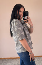 Load image into Gallery viewer, Black Gingham Embroidered Top
