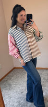 Load image into Gallery viewer, Colorblock Striped Button Down **2 COLORS** - PLUS
